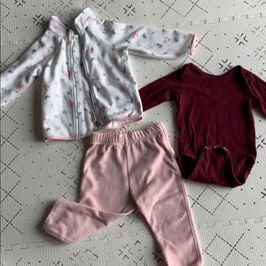 H&M 9-12 month fleece set with undershirt